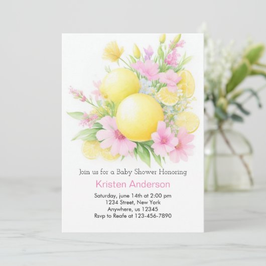 Enchanted Lemon Grove Dreamy Girl Baby shower Kaart (Staand voorkant)