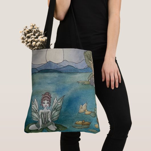 "Enchanted Lily Pond" herbruikbare Canvas tas (gro (Dichtbij)