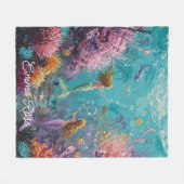 Enchanted Mermaid Underwater Scene Fleece Deken (Voorkant (Horizontaal))