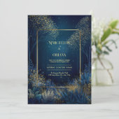 Enchanted Midnight Forest Wedding Kaart (Staand voorkant)