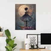 Enchanted Moonlight Fairy Watercolor Fantasy Art Poster (Thuiskantoor)