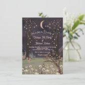 Enchanted Moonlight Floral Forest Wedding Kaart (Staand voorkant)