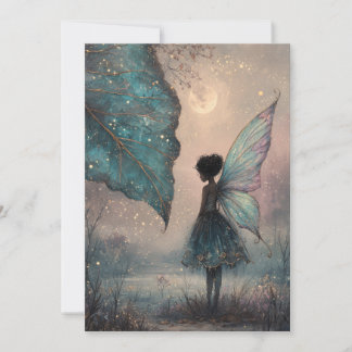 Enchanted Moonlit Leaf Fairy Watercolor Fantasy Kaart