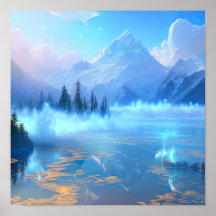 Enchanted Mountain Lake, een Mystical Blue Mist