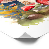 Enchanted Mushroom Cottage Waterverf Poster (Hoek)
