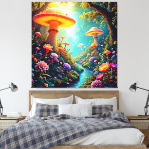 Enchanted Mushroom Forest Dream Canvas Afdruk