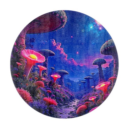 Enchanted Mushroom Forest Night Design Snijplank (Voorkant)