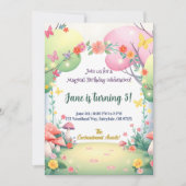 Enchanted Mushroom Forest Verjaardag uitnodiging (Voorkant)