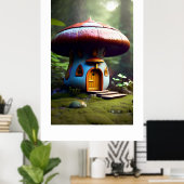 Enchanted Mushroom House Poster (Thuiskantoor)