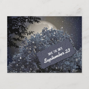 Enchanted Night Blue Tree Bewaar de datum Aankondigingskaart