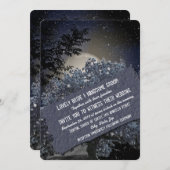 Enchanted Night Blue Tree Lights Wedding Invite Kaart (Voorkant / Achterkant)