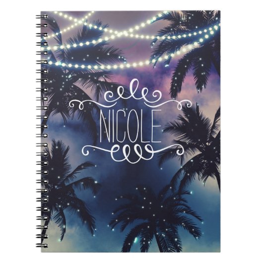 Enchanted Night Sky Evening Beach Lights Journal Notitieboek (Voorkant)