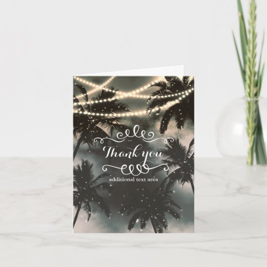 Enchanted Night Sky Palm Trees & String Lights Bedankkaart (Voorkant)