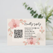 Enchanted Orchid QR Code RSVP Card Kaartje (Staand voorkant)