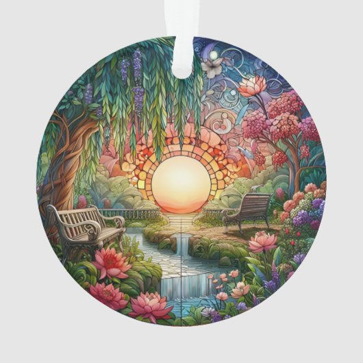 Enchanted Park Glas in lood Mozaïek Ornament (achterkant)