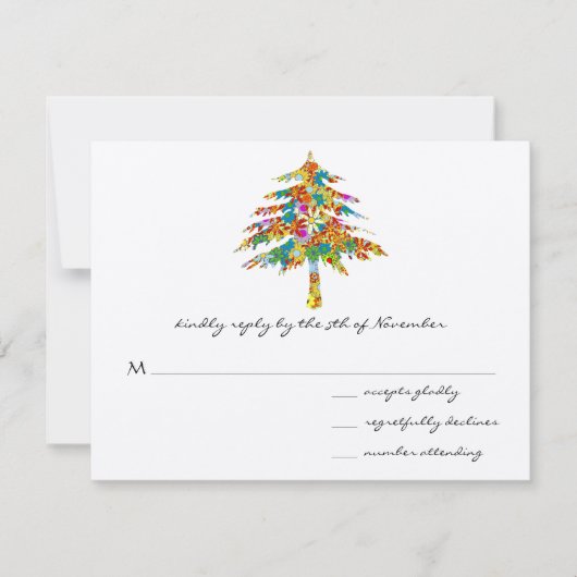 Enchanted Pine Tree Forest Wedding RSVP Kaartje (Voorkant)