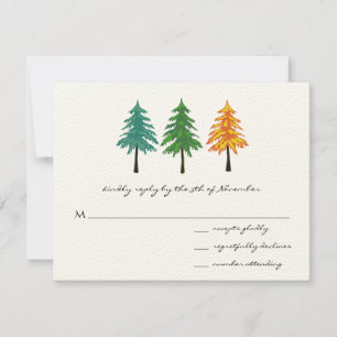 Enchanted Pine Tree Forest Wedding RSVP Kaartje