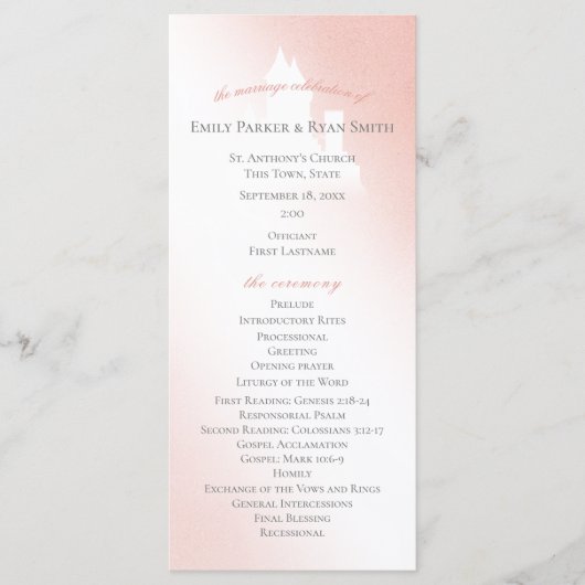 Enchanted Pink Fairy Tale Castle Huwelijksprogramm Programma (Voorkant)