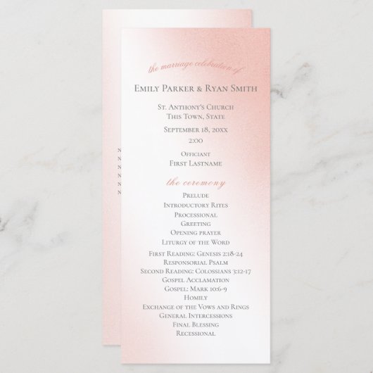 Enchanted Pink Fairy Tale Wedding Programme Programma (Voorkant / Achterkant)