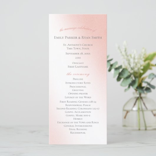 Enchanted Pink Fairy Tale Wedding Programme Programma (Staand voorkant)