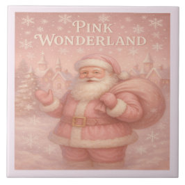 Enchanted Pink Wonderland Santa Ceramic Tile Tegeltje