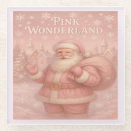 Enchanted Pink Wonderland Santa Glazen Onderzetter