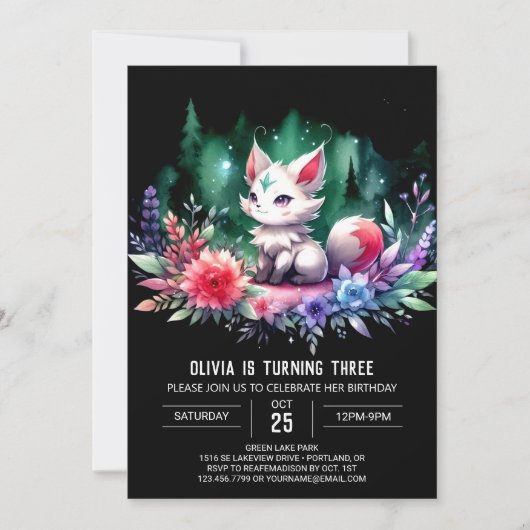 Enchanted Printable Wolf Verjaardag Kaart (Voorkant)