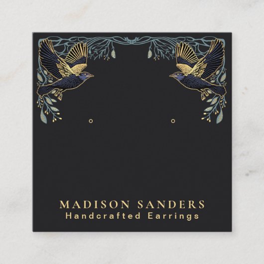 Enchanted Ravens Witchy Stud Earring Display Vierkante Visitekaartje (Voorkant)
