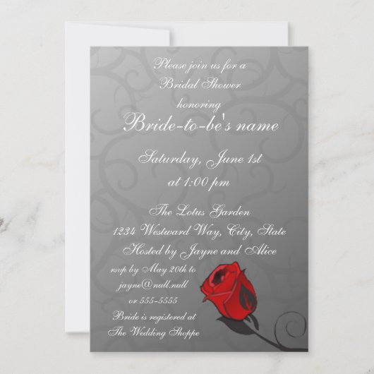 Enchanted Roos Bridal Shower Invitation Kaart (Voorkant)