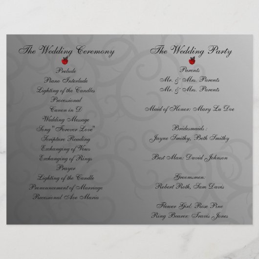 Enchanted Rozen Folded Wedding Program (Achterkant)