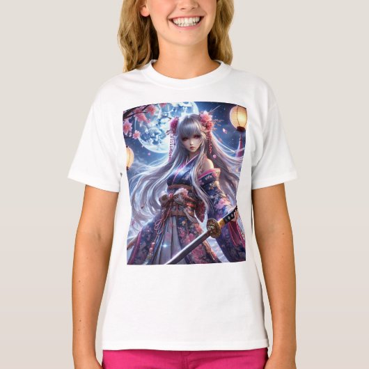 🌙 Enchanted Samurai Princess – Moonlit Warrior T- T-shirt (Voorkant)