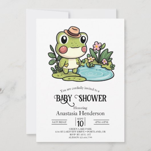 Enchanted Schattige Frog Baby shower Kaart (Voorkant)