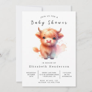 Enchanted Simple Whimsy Koe Baby shower Kaart