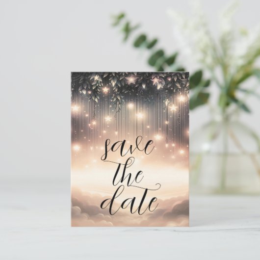 Enchanted Sky Tree Glow Stars Bewaar de datum Aankondigingskaart (Staand voorkant)