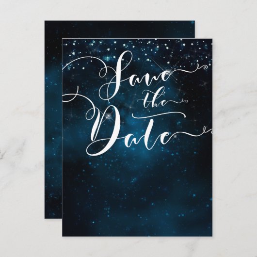 Enchanted Stars Celestial Starry Bewaar de datum Aankondigingskaart (Voorkant / Achterkant)