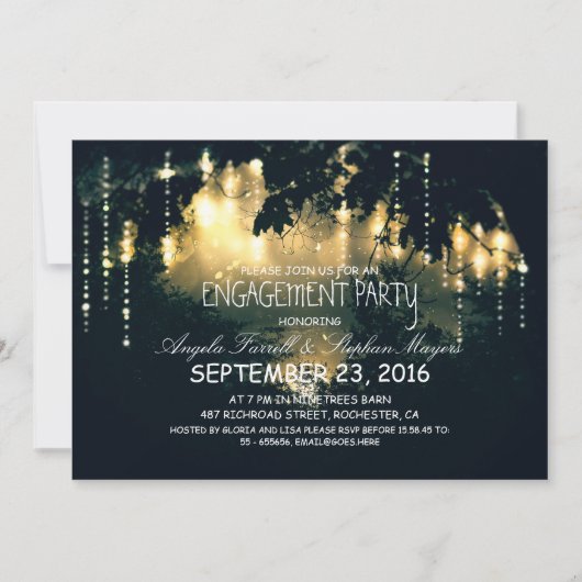 Enchanted String Lights Trees verlovingsfeest Kaart (Voorkant)