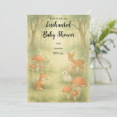 Enchanted Toadstool Forest Baby shower Invitation Kaart (Staand voorkant)