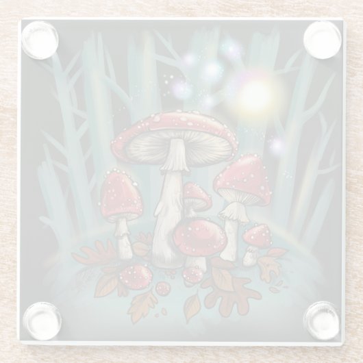 Enchanted Toadstools Glazen Onderzetter (Achterkant)