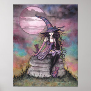Enchanted Twilight-heks Cat Fantasy Art Poster