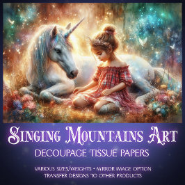 Enchanted Unicorn and Girl Woodland Decoupage Tissuepapier