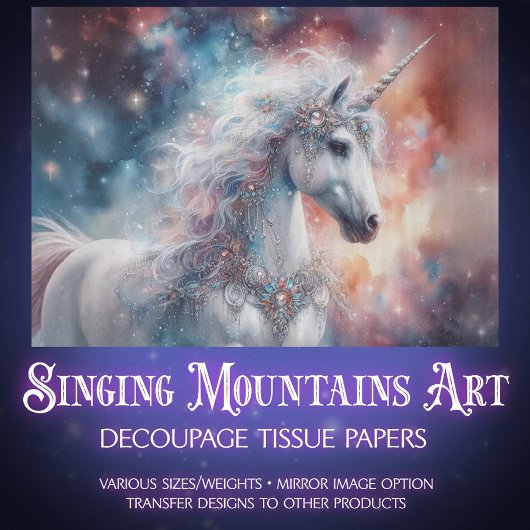 Enchanted Unicorn Under the Stars Decoupage  Tissuepapier