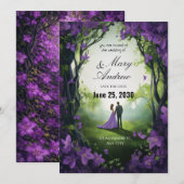 Enchanted Violet Garden Wedding Invitation (Devant / Derrière)