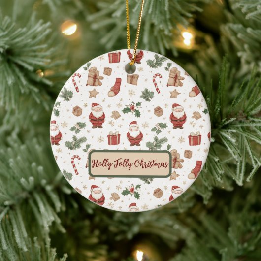 Enchanted Watercolor Holly Jolly Xmas Ornament (Boom)
