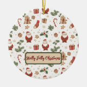 Enchanted Watercolor Holly Jolly Xmas Ornament (Voorkant)