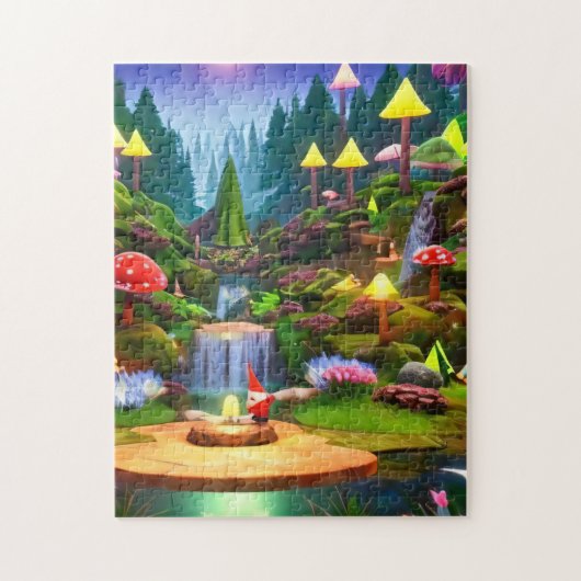 Enchanted Waterfall Gnomes Puzzel – 252 stuks Legpuzzel (Verticaal)