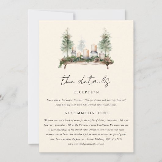 Enchanted Waterverf Forest Boho Wedding Details Kaart (Voorkant)