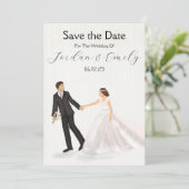 Enchanted Wedding Illustrated Couple Save The Date (Staand voorkant)