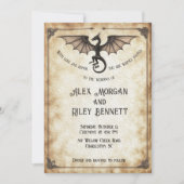 Enchanted Wedding Invitation Dragon Medieval Vinta Kaart (Voorkant)