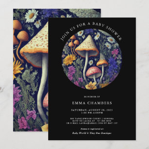 Enchanted Whimsical Woodland Mushrooms Baby shower Kaart