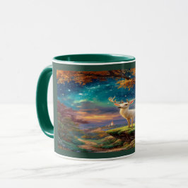 Enchanted White Stag Magical Forest Mug Mok